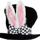 Easter Bunny Ear Top Hat Rabbit Black Plush Hat for Halloween Cosplay