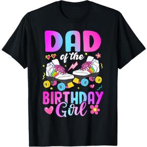 Dad Of The Birthday Girl Rolling Skate Bday Family T-Shirt