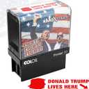 Silhouette Donald Trump Lives Here Stamp - Self Inking Stamp for Trump 2024 Merchandise, Office Supplies, Election Party Decorations - Supports American Families! (Red)