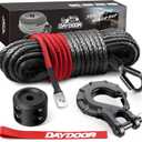 DAYDOOR Synthetic Winch Rope, 1/4 Inch x 50ft 10,000LBS Synthetic Winch Line, Winch Cable for Offroad Vehicle 4WD ATV UTV, Synthetic Rope with Forged Winch Hook and Rubber Stopper (Gray)