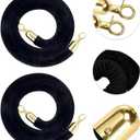 2Pack Black Velvet Stanchion Rope, 5FT Crowd Control Safety Barriers with Polished Gold Lobster Hooks for Movie Theater, Queue Barrier, Grand Openings, Hotel Celebration, Carpet Event (Black)