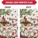 Merry & Bright Christmas Cross Poinsettias Snowmans Cardinals Winter House Flag large 28X40 Inch Big Vertical Double Sided Yard Outdoor Outside Holiday Decoration