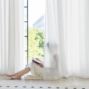 Non-See-Through White Privacy Semi Sheer Curtains 84 Inches Long Light Filtering Sheer Window Curtains Drapes for Living Room Bedroom 2 Panels Set, 42" W x 84" L, White