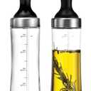 Olive Oil Dispenser Bottle, 2 Pcs Glass Oil and Vinegar Dispenser Set with 2 Stainless Steel Pourers, 17 Oz Glass Oil Bottle for Kitchen (500ml)