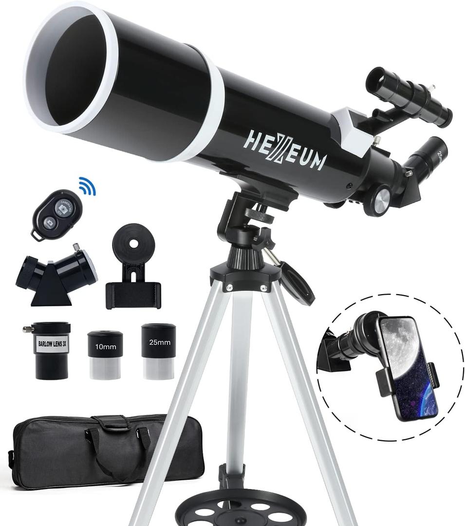 Koolpte Telescope for Adults & Beginner Astronomers - 80mm Aperture 600mm Fully Multi-Coated High Transmission Coatings with AZ Mount Tripod Phone Adapter, Carrying Bag, Wireless Control.