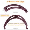 2 x 6 Pieces Banana Hair Clips for Women,Cute Banana Clip for Thin Fine Thick hair,Non Slip Banana Claw Clips (Black,Brown,Cream,Orange,Navy,Carmine)