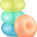Libima 4 Pcs Flexible Seating for Classroom Inflatable Ball Chairs with Pump Donut Exercise Ball Cushion Seat for Balance and Stability Training School Home Office Gym Yoga Workout (Fresh Color)