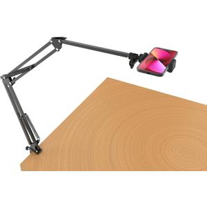 Long Overhead Tripod Mount for iPhone Webcam Ring Light, Gooseneck Desk Phone Arm Holder for Over Head Video Recording Filming Live Streaming, Webcam Tripod Stand with Articulating Arm