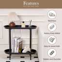 Large Metal 2-Tier Multi-Purpose Stand Sleek Black Indoor/Outdoor Oval Shelving Unit; Modern Storage Rack for Home Decor, Books, Bathroom Essentials, or Plants