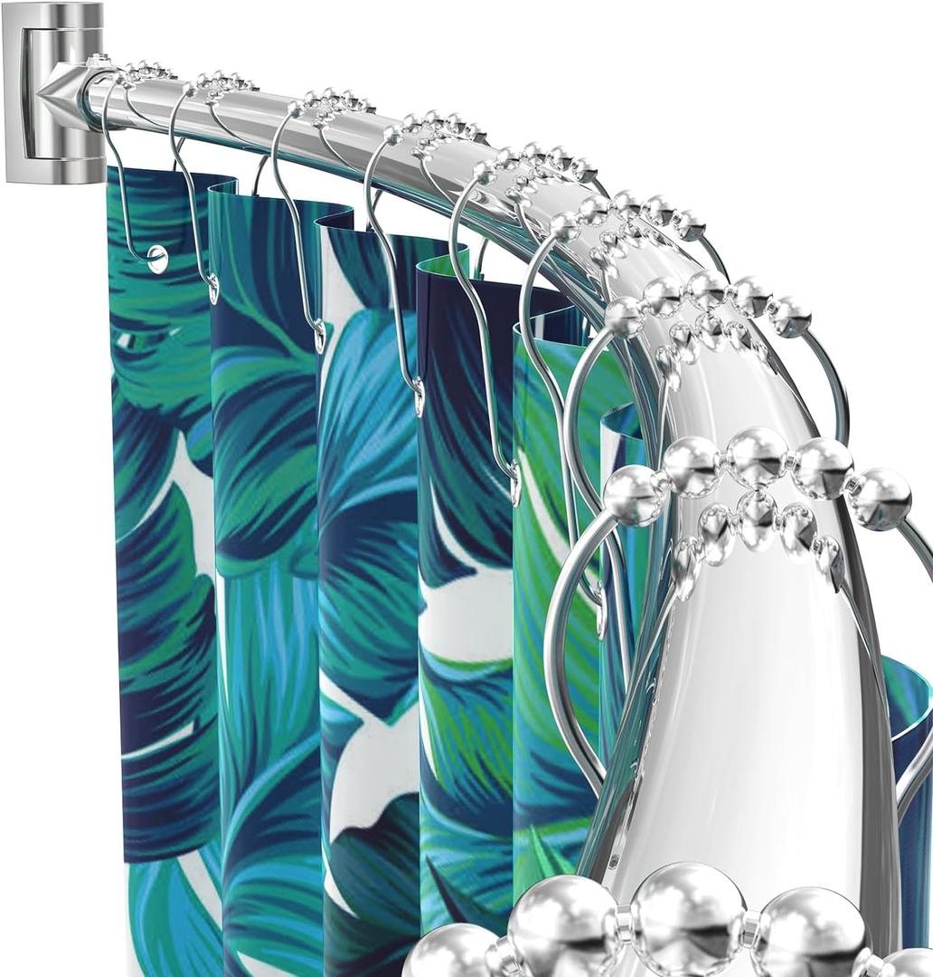 Curved Shower Curtain Rod For Bathroom 38-72 Inches, Adjustable Length, Curved Shower Rod, Metal Rods&Brackets, Round Shower Curtain Rods, Rotate Bracket For Large Shower Space, Need Drilling, Chrome