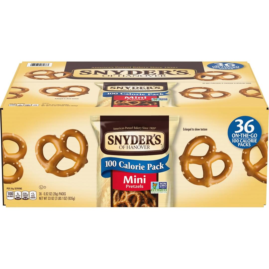 Snyder's of Hanover Mini Pretzels, 100 Calorie Individual Packs, 36 Ct (EXP 09/26/26)