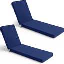 Summsun Chaise Lounge Cushions Outdoor Set of 2 - Waterproof and Fade Resistant Sun Lounger Replacement Cushions - Patio Lounger Pads with Removable Cover for Pool, Deck, 80 x 26 x 3 Inch, Navy