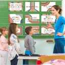 BelleAngle 16Pcs Bilingual Posters Spanish English Words and Phrases Poster Set Educational Materials for Teachers Preschool Back to School Classroom Decorations