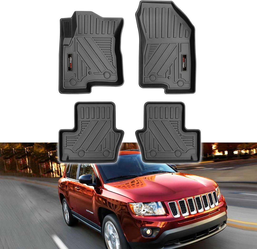 Custom for 2007-2016 Jeep Compass Floor Mats Liner 2 Rows All Weather TPE Protection Mat Fit Jeep Compass Accessories (Floor Mats 2 Rows 4 Pcs)
