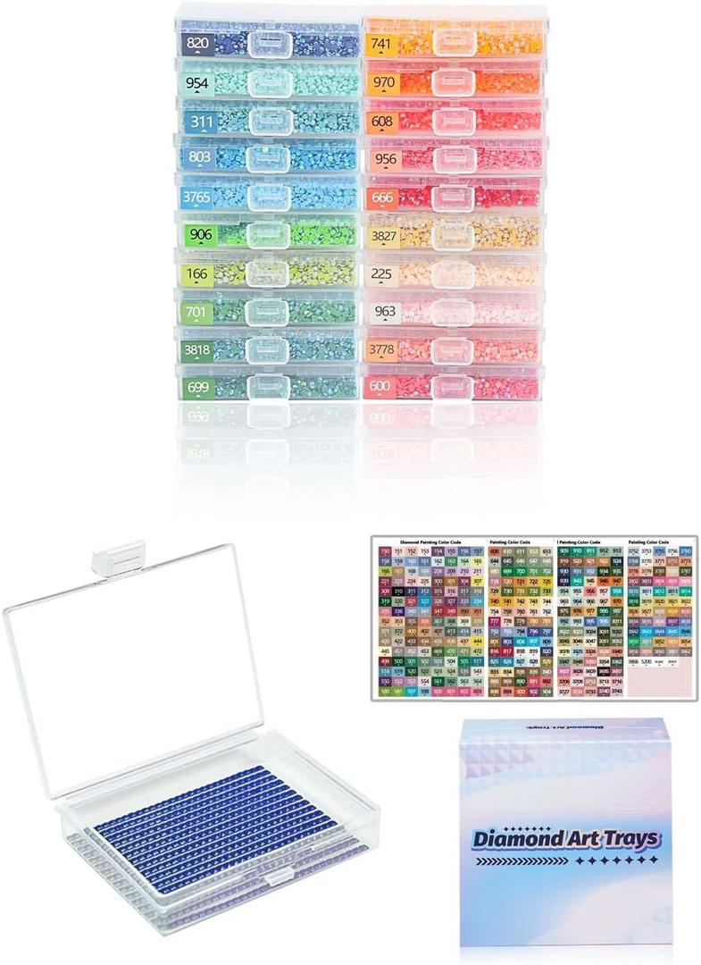 YBUTVY Diamond Art Trays with Lids, 20PCS Diamond Painting Trays with Lids  Diamond Art Storage, Gift Box Diamond Painting Accessories for Diamond Art Beads