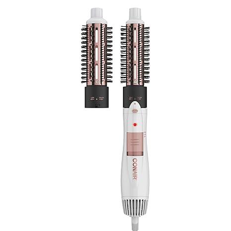 Conair Double Ceramic 2-in-1 Hot Air Brush, 1000W, Interchangeable 1¼" & 1½" Thermal Brushes for Voluminous Curls & Straight Styles, Hot Brush for Fine & Thick Hair
