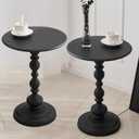 2 Set Pedestal Metal Round Side Table, Black Sofa Table, Small TV Tray Table for The Sofa in The Living Room and Bedroom, Bed, Chair, Mini Coffee Table, Headboard Table, 13.77 (W)*20.47 (H)