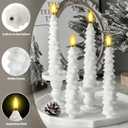 Funtery 12 Pcs LED Flameless Christmas Tree Taper Candles, 9.7" Real Wax Battery Operated Candlestick Lights with Remote Timer and 3D Flickering Flame for Home Decor(White,Classic)