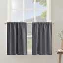 PANELSBURG Cafe Curtains 36 Inch Length for Small Basement Window,Blackout Privacy Short Curtain for Shower Window,Dark Grey (26"W x 36"L (Pack of 2))
