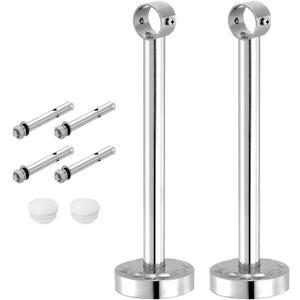 uxcell 2 Set 9.84inch Ceiling Mount Bracket Fit 1.02inch Pipe, Stainless Steel Curtain Rod Holder Closet Rod Holders for Wardrobe Bathroom Curtain Pipe, Silver