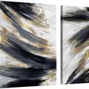 Chadow Artwork 2 pieces Black and Gold Abstract Wall Art 2 Pack Black and White Canvas Wall Decor Modern Framed Artwork for Living Room Bedroom Office Dcor Ready to Hang 12"x16"(30cmx40cm)