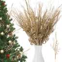24 Pcs 16.5 Inch Christmas Tree Picks Glitter Artificial Curly Sprays Christmas Floral Stems Branches for Xmas Tree Sticks Garland Ornaments Vase Filler Decorations (Gold)