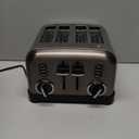 Cuisinart 4 Slice Toaster, Compact Stainless Steel Toaster with Extra-Wide Slots for Toasting Bread, French Toast, Bagels and Pastries, Defrost & Reheat Functions, CPT-180BKSP1, Black/Stainless Steel