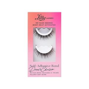 Lilly Lashes Self Adhesive Eyelashes (Half Lashes), No Lash Glue Needed, Body Heat Activated Press on Lashes, Reusable Self Adhesive Eyelashes Up to 5x, Easy to Apply & Remove (DreamChaser)