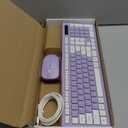 Wireless Keyboard and Mouse Combo, Full-Sized Wireless Keyboard and Adjustable DPI Mouse, 2.4GHz USB Receiver, Silent Keyboard and Mouse for PC, Windows, MAC, Desktop, Laptop(Purple)