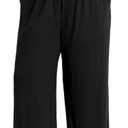 FOREYOND Plus Size Wide Leg Pants for Women Comfy Casual Lounge Yoga Pants High Waist Pajama Pants with Pockets XL-5XL (3X-Large Plus, Black)