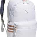 3-Stripe Classic backpack for men and women, bag with laptop sleeve (One Size, White/Rose Gold/Onix Grey/5.0)
