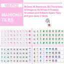 Soulchen Kaleidoscope Mahjong Tile Set 160 Mahjong Tiles 1.2'' Pink American Mahjongs Tile Set with Mahjongs Bag (Bamboo)