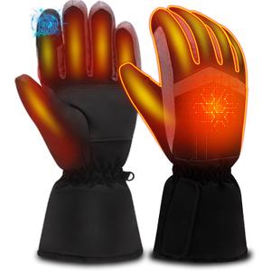 SVPRO USB Heated Gloves for Men Women, Battery Powered Electric Warming Winter Gloves, Touchscreen Thermal Gloves for Skiing (Black, L)