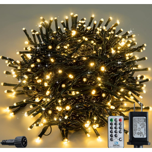 Christmas Lights 100ft 300 LEDs, 8 Modes, Warm White, Indoor Outdoor Plug-in Fairy Lights for Christmas Tree, Bedroom, Classroom Decor Outdoor Decor,Christmas Decorations (Warm Color, 100FT)