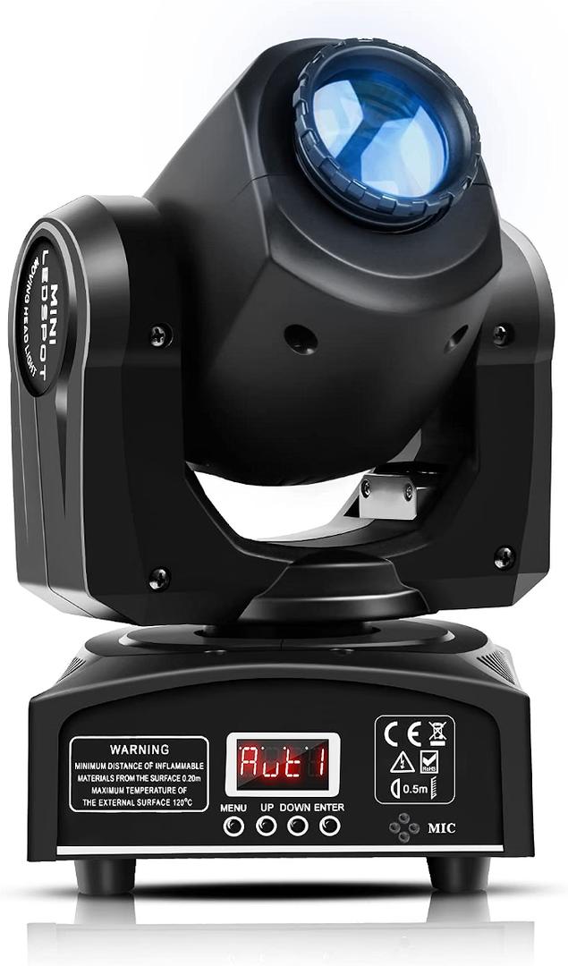 U`King LED Moving Head Light 25W DJ Lights Stage Lighting with 8 GOBO 8 Color by DMX-512 and Sound Activtaed Control Spotlight for Disco Parties Wedding Church Live Show KTV Club (Black-1 piece)
