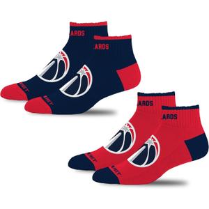 For Bare Feet NBA Unisex Front and Center 2 Pack Team Colors (Red, L)