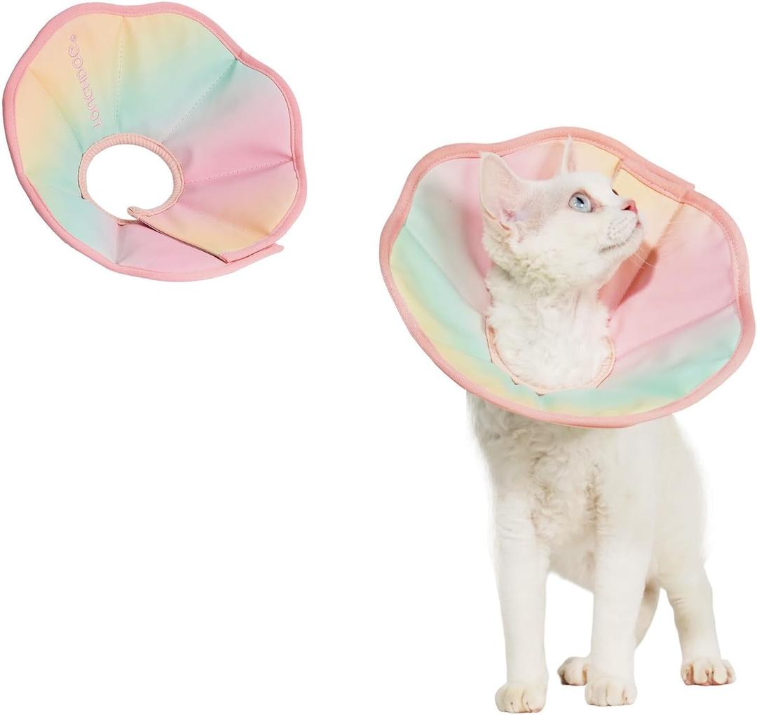 Touchdog Soft Cat Cone Collar, Waterproof Recovery Collar for Cats After Surgery, Lightweight Elizabethan Collar for Kittens (Pink Grad, S)