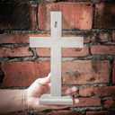 Texphw Handmade Wooden Wall Cross, Catholic Hanging Crosses for Wall Decor, Christians Spiritual Religious Cross Gifts for Christmas Church Home Room Decoration (Grey)