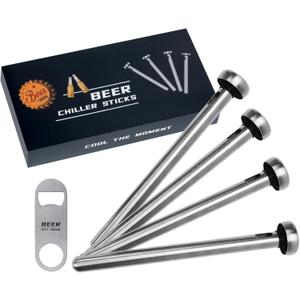 PONPUR Gifts for Men Dad, 4pc Beer Chiller Sticks, Christamas Anniversary Birthday Gifts Idea for Husband Him, Cool Home Bar Accessories Presents for Beer Lover, White Elephant Gift for Adult