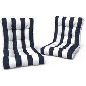 LVTXIII Outdoor Tufted Low Back Cushions Set of 2 Patio Seasonal Replacement Rocking Chair Cushion with Ties, Solid Seat and Back Chair Cushion, 42 L x 21W, Cabana Navy