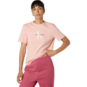 Calvin Klein Women's Monogram Logo Crewneck T-Shirt (Pink, S)