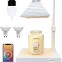 FINPOT Candle Lamp Warmer, Candle Warmer Lamp with Timer & Dimmer, Candle Warming Lamp with USB Charging Ports & 2 Bulbs, Wax Warmer Lamps Scented Candles Home Decor (White)