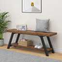 LVB Wood Bench, Industrial Storage Entryway Indoor Bench for Bedroom Hallway Living Room, Rustic Famhouse Wooden Metal Shoe Rack Accent Foyer Bench Seat for Entrance Sitting, Rustic Brown, 47 in Long, 47W x 14.17D x 18.11H Inch