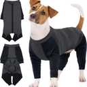 IECOii Soft Dog Pajamas - 4 Legs Dog Bodysuit with Long Sleeve, Grey - Stretchable, Perfect for Small Dogs & Puppies Boy or Girl, Chest:16.93 in