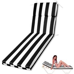 SmoothNovelty 1 Pcs Indoor Outdoor Chaise Lounge Cushions Sponge Bench Outdoor Furniture Chaise Cushions Patio Chair Furniture Replacement (Black White Stripes)