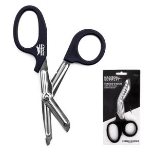 Madison Supply Medical Scissors, EMT and Trauma Shears - 7.5 Inch Premium Quality Stainless Steel Bandage Scissors - Fluoride-Coated with Non-Stick Blades - 1 Pack (Black/Stainless)