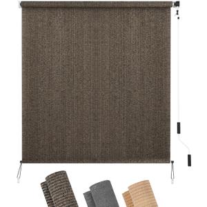 KELIXU Patio Shades Roll Up Outdoor Blind, 6 W x 6 H Cordless Sun Shade Privacy Screen with 90% UV Protection Exterior Roller Shade Cloth for Porch Pergola Backyard Windows Balcony, Mocha