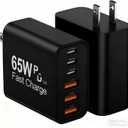 USB C Charger Block, 2-Pack 65W 6-Port USB C Wall Charger iPhone Charger Fast Charging PD Power Adapter+QC Wall Plug Multiport Type C Brick Chargers for iPhone 17 16 15 14 13 12 11 Pro Max XSBlack