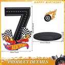 MiniInflat Race Car 7th Birthday Number Sign Centerpiece Race Car Theme 7th Birthday Party Supplies Wooden Table Decoration Photo Props for Boys Seven Years Old