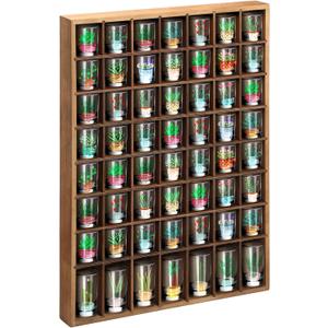 Barydat Shot Glass Display Case Wood Shot Glass shelf holder 56 Compartments Wall-mounted Rustic Bar Cabinet(Brown,1 Pcs) Barydat Shot Glass Display Case Wood Shot Glass shelf holder 56 Compartments Wall-mounted Rustic Bar Cabinet(Brown,1 Pcs)